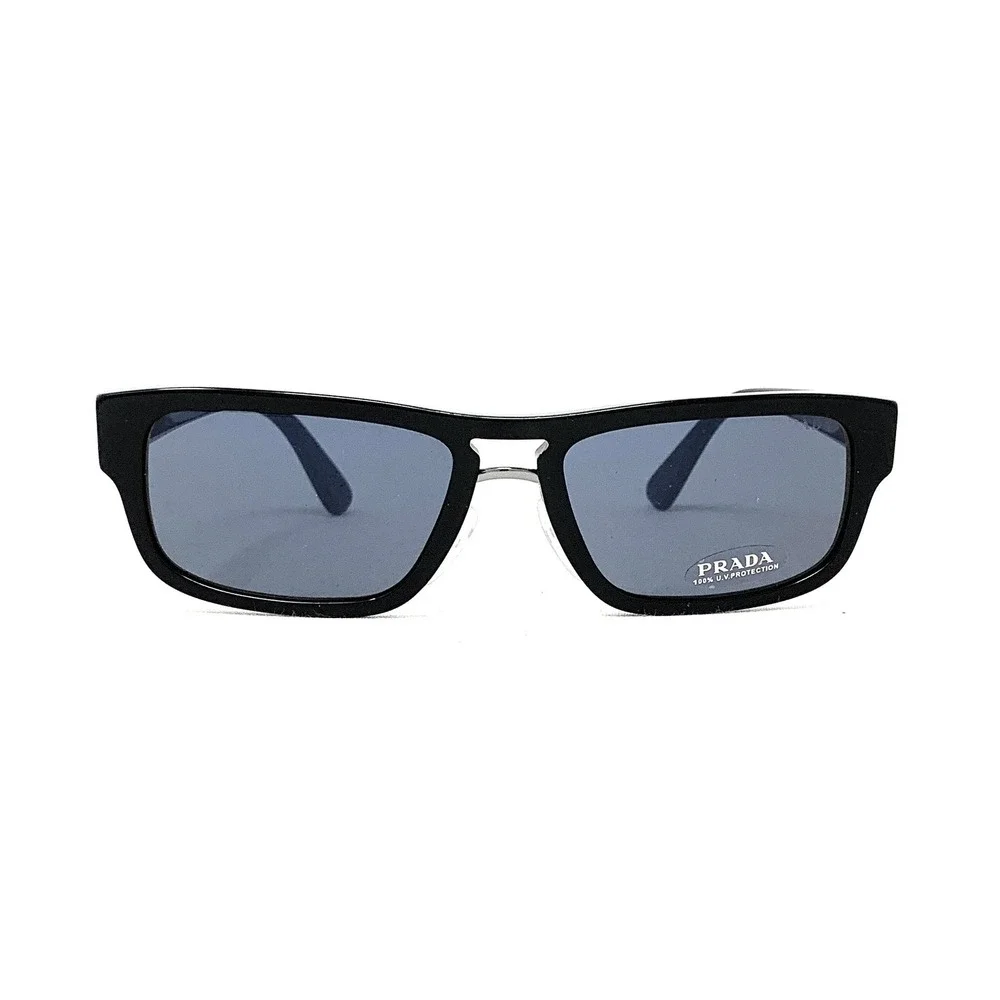 PRADA SPR 05V 1AB-0A9 Men's Rectangular Sunglasses Heritage Black w/ Blue 56mm